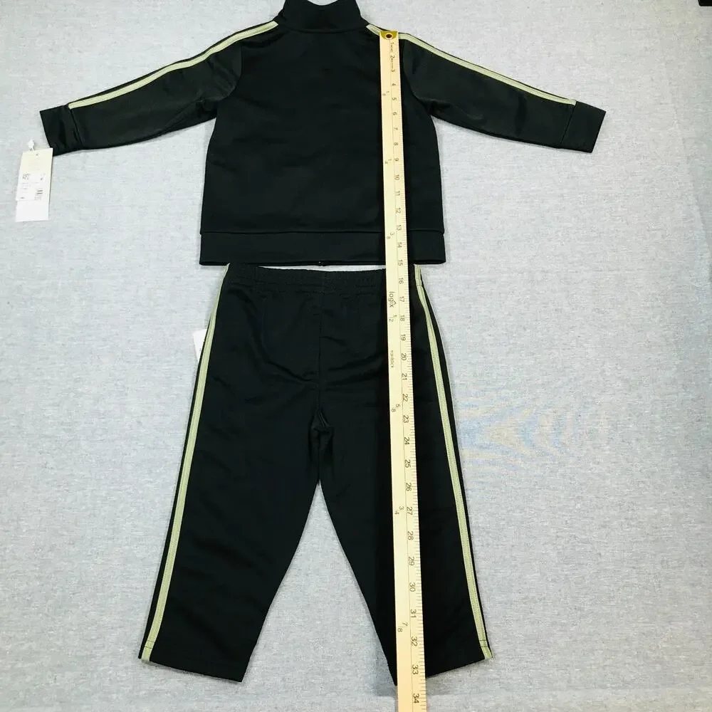 Adidas 18 Months Classic Tricot Track Suit Jacket Pants Black Green NWT AV9